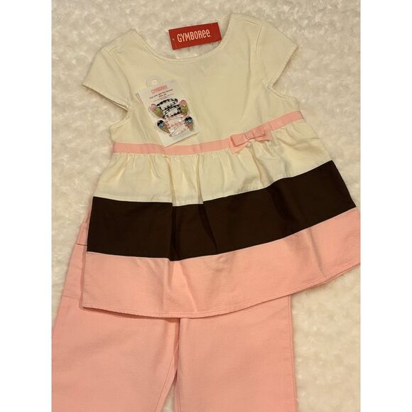NWT Gymboree Ice Cream Social Pieced Swing Top Pink Pants & Hair Clips LOT 10 - Picture 6 of 16
